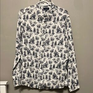 Black and White Patterned Button-Up Shirt